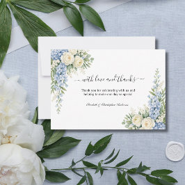 Tarjeta De Agradecimiento Dusty Blue Cream Floral Greenery Wedding
