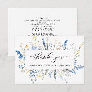 Tarjeta De Agradecimiento Dusty Blue Dainty Flores salvajes Boho Bridal Show