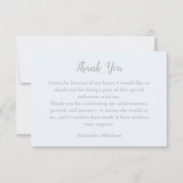 Tarjeta De Agradecimiento Dusty Blue Elegant 50 & Fabulous Birthday (Anverso)