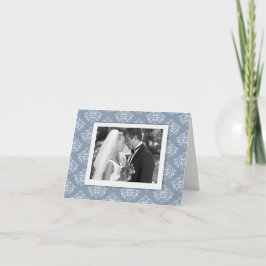 Tarjeta De Agradecimiento Dusty blue Elegant Damask Photo