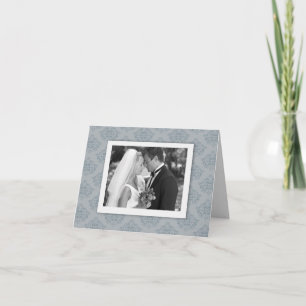 Tarjeta De Agradecimiento Dusty Blue elegante Damask Photo