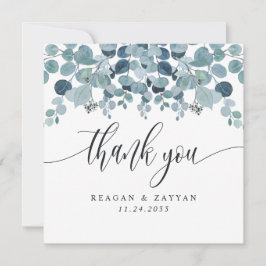 Tarjeta De Agradecimiento Dusty Blue Eucalyptus Greenery Boda