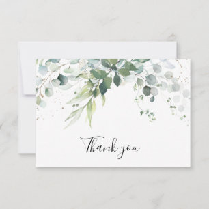Tarjeta De Agradecimiento Dusty Blue Eucalyptus Greenery Suculento Boda