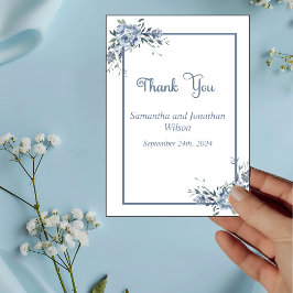 Tarjeta de agradecimiento Dusty Blue Floral