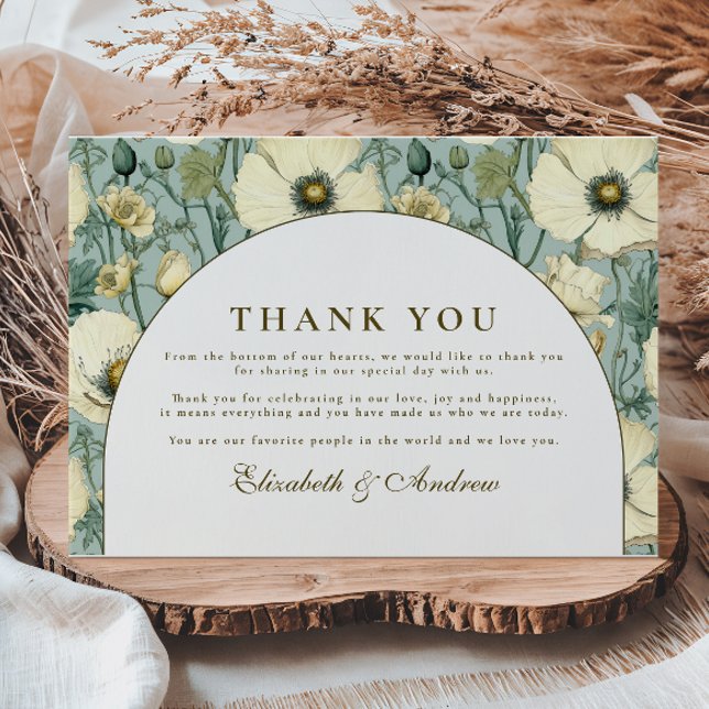 Tarjeta De Agradecimiento Dusty Blue Floral Arch Garden Wedding (Subido por el creador)