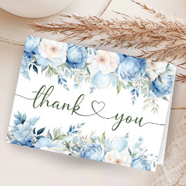 Tarjeta De Agradecimiento Dusty Blue Floral Baby Shower plegado Gracias