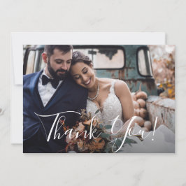 Tarjeta De Agradecimiento Dusty Blue Floral Boda Foto Gracias