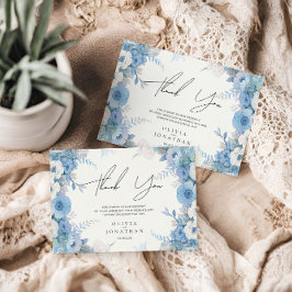 Tarjeta De Agradecimiento Dusty Blue Floral Elegant Wedding