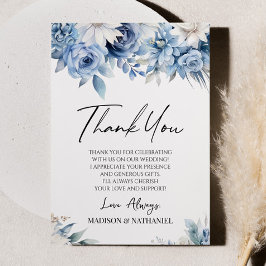 Tarjeta De Agradecimiento Dusty Blue Floral Flowers Garden
