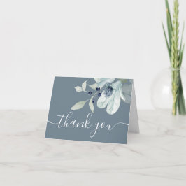 Tarjeta De Agradecimiento Dusty Blue Floral Gracias Cartas