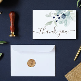 Tarjeta De Agradecimiento Dusty Blue Floral Gracias Cartas