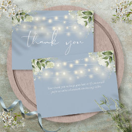 Tarjeta De Agradecimiento Dusty Blue Floral Greeneration String Lights