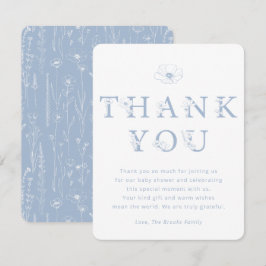 Tarjeta De Agradecimiento Dusty Blue Floral Thank You Card | Baby Shower