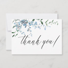 Tarjeta De Agradecimiento Dusty Blue Floral Wisteria Boda de acuarela