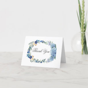 Tarjeta De Agradecimiento Dusty Blue Floral Wreath Greenery Boda