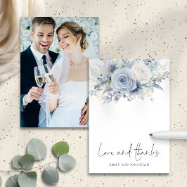 Tarjeta De Agradecimiento Dusty Blue Florals Foto Amor Gracias Boda