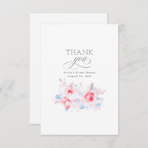 Tarjeta De Agradecimiento Dusty Blue Flowers Bridal Shower Gracias