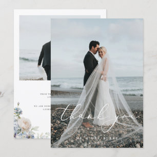 Tarjeta De Agradecimiento Dusty Blue Garden Boda Floral Foto