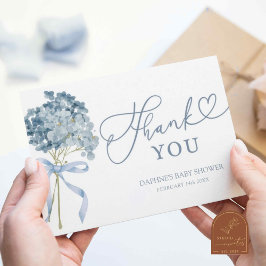 Tarjeta De Agradecimiento Dusty Blue Hydrangea Baby Shower