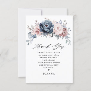 Tarjeta De Agradecimiento Dusty Blue Mauve Rosa Pink Slate Bridal Shower