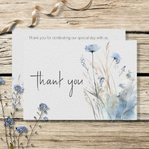 Tarjeta De Agradecimiento Dusty Blue Meadow Wildflowers Boda moderna
