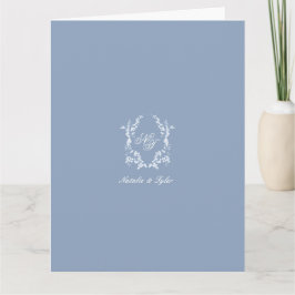 Tarjeta De Agradecimiento Dusty Blue Monogram Crest Thank You Card