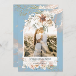 Tarjeta De Agradecimiento Dusty Blue Pampas Foto de Grass Floral GRACIAS