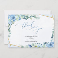 Dusty Blue Rosas Gold Geometric Boy Baby Shower