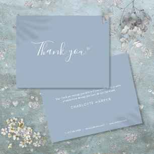 Tarjeta De Agradecimiento Dusty Blue Silver Moda de guiones de  de corazón