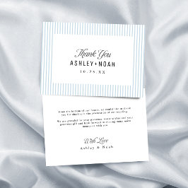 Tarjeta De Agradecimiento Dusty Blue Striped Elegance Classy Wedding