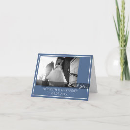 Tarjeta De Agradecimiento Dusty Blue Two Photo Card