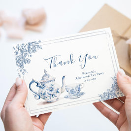 Tarjeta De Agradecimiento Dusty Blue Victorian Jardín Bridal Ducha Té