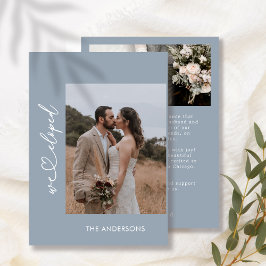 Tarjeta De Agradecimiento Dusty Blue We Eloped 2 Boda de guiones fotográfico