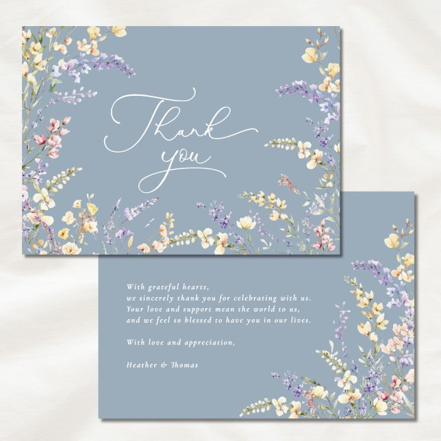 Tarjeta De Agradecimiento Dusty Blue Wildflower Baby Shower (Subido por el creador)