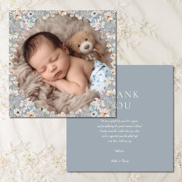 Tarjeta De Agradecimiento Dusty Blue Wildflower Baby Shower Photo