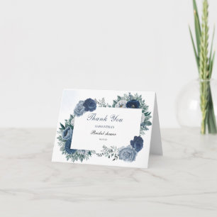 Tarjeta De Agradecimiento Dusty Blue y Naval Despedida de Soltera Floral