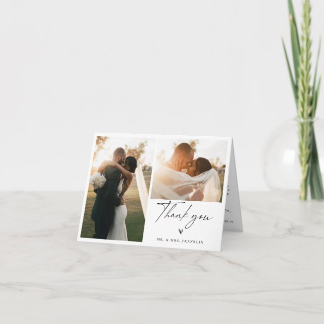 Tarjeta De Agradecimiento Dusty Blue Yellow Botanical Gracias (Anverso)