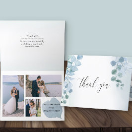 Tarjeta De Agradecimiento Dusty Eucalyptus Elegant 3 Photo Boda