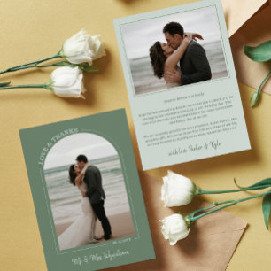 Tarjeta De Agradecimiento Dusty Green Arch Boda Foto Amor y Gracias