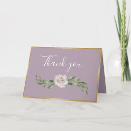 Tarjeta De Agradecimiento Dusty Lavender Romántico Floral Elegante Boda