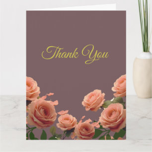 Tarjeta De Agradecimiento Dusty Mauve Peach Rose Petals Promesas Boda 