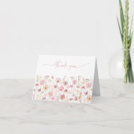 Tarjeta De Agradecimiento Dusty Pink Boho Wildflowers Baby Shower
