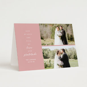 Tarjeta De Agradecimiento Dusty Pink Dos Fotos Boda Doblado Gracias