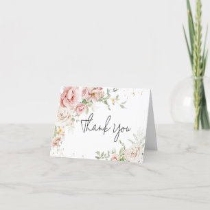 Tarjeta De Agradecimiento Dusty Pink Floral Baby Shower