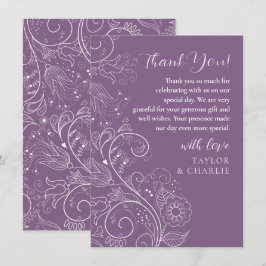 Tarjeta De Agradecimiento Dusty Purple Elegent Boda Floral