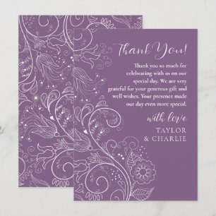 Tarjeta De Agradecimiento Dusty Purple Elegent Boda Floral