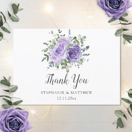 Tarjeta De Agradecimiento Dusty Purple Eucalyptus Botanical Wedding