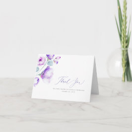Tarjeta De Agradecimiento Dusty Purple Floral Boda Gracias