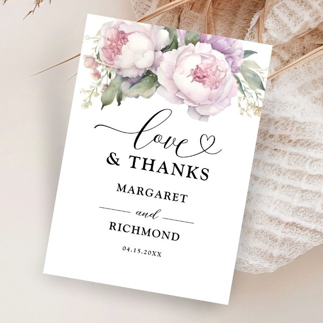 Tarjeta De Agradecimiento Dusty Purple Peony Floral Boda Gracias (Subido por el creador)