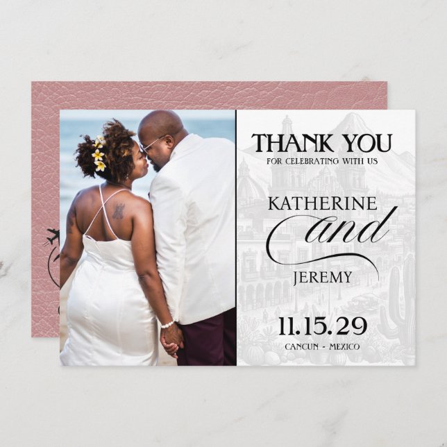 Tarjeta De Agradecimiento Dusty Rosa Pasaporte de México (Anverso / Reverso)